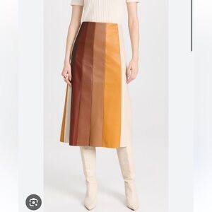 NWT MOTHER The Bits And Pieces Skirt Leather Multicolored Size XL 70s